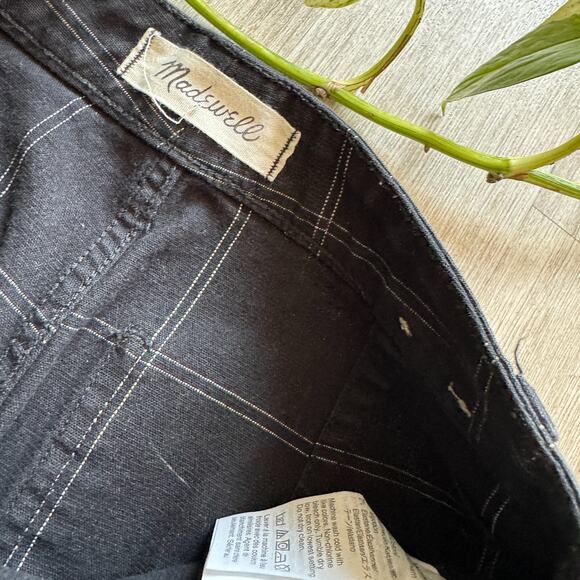 Madewell Slim Emmett Wide Leg Pants Women's 25 Black Check Cropped Cotton - Picture 4 of 10